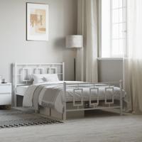 Bedframe met hoofd- en voeteneinde metaal wit 107x203 cm