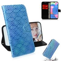 Voor Galaxy A50s effen kleur kleurrijke magnetische Buckle horizontale Flip PU lederen draagtas met houder & kaartsleuven & portemonnee & Lanyard (bla