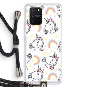 Rainbow Unicorn: Samsung Galaxy S10 Lite Transparant Hoesje met koord