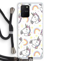 Rainbow Unicorn: Samsung Galaxy S10 Lite Transparant Hoesje met koord