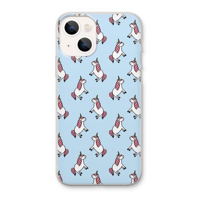 Eenhoorns overal: iPhone 13 Transparant Hoesje