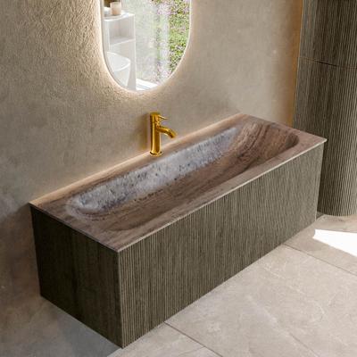 Badmeubel Mondiaz Kurve-Dlux | 120 cm | Meubelkleur Shadow | Wastafelkleur Oza | Solid surface | Wasbak midden spoelbak | 1 kraangat