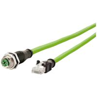 Metz Connect 142M2X25050 M12 Netwerkkabel, patchkabel CAT 6A S/FTP 5.00 m Groen PUR-mantel, Zuurbestendig, Ozonbestendig, UV-bestendig, Geschikt voor - thumbnail