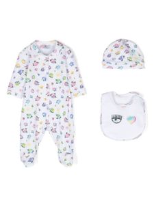 Chiara Ferragni Kids pyjama à motif Eyelike (lot de trois) - Blanc