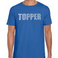 Glitter t-shirt blauw Topper rhinestones steentjes voor heren - Glitter shirt/ outfit 2XL  -