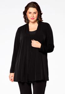 Yoek Cardigan met plooien | Zwart | Maat 58/60