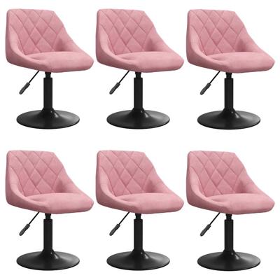 Eetkamerstoelen draaibaar 6 st fluweel roze