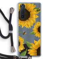 Sunflower and bees: Sony Xperia 5 II Transparant Hoesje met koord