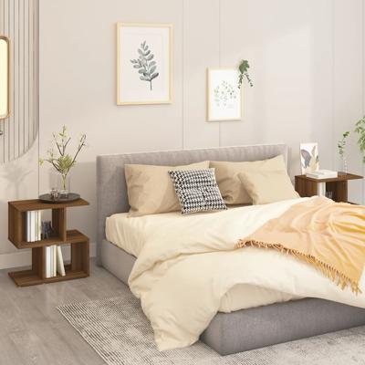 Nachtkastjes 2 st 50x30x51,5 cm bewerkt hout bruin eikenkleur