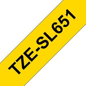 Brother TZESL651 Labeltape zelflaminerend Tapekleur: Geel Tekstkleur: Zwart 24 mm 8 m