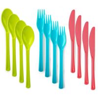 Bestek van kunststof - 36x - herbruikbaar plastic - 19 cm - BBQ / Verjaardag / Camping / Party