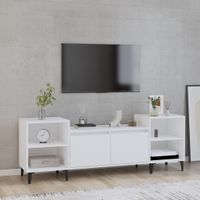Tv-meubel 160x35x55 cm bewerkt hout wit - thumbnail