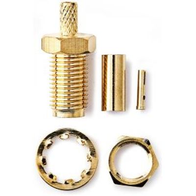 SMA-Connector | Recht | Female | Verguld | 50 Ohm | Krimp | Diameter kabelinvoer: 2.55 mm | Metaal |
