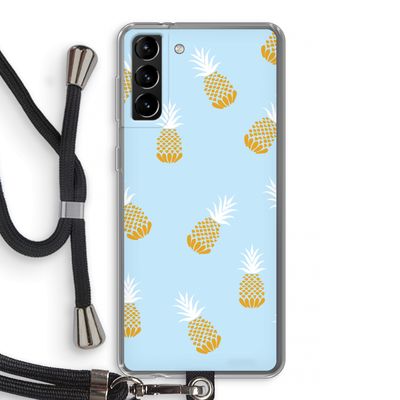 Ananasjes: Samsung Galaxy S21 Plus Transparant Hoesje met koord