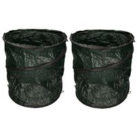 2x Donkergoene pop-up tuinafvalzakken 90 liter