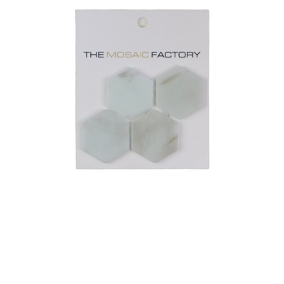 The Mosaic Factory Bianco Marmer Hexagon - Marmer Geprint op Gerecycled Glas, 276x329 mm