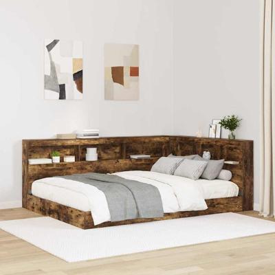 Opberghoofdbord met plank Gerookt eiken 150 cm Bewerkt hout
