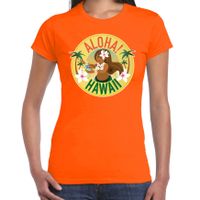 Hawaii feest t-shirt / shirt Aloha Hawaii oranje voor dames - thumbnail