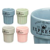 Vessia Espresso/koffie kopjes set Italia - 12x - pastel kleuren mix - 80ml - Porselein - met print - thumbnail