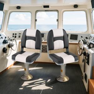 2-delige set Bootstoel met 7 cm Dikke Schuimrubberen Bekleding en Lage Rugleuning