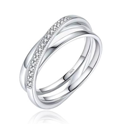 Elenza Sterling .925 Zilveren Dubbele Ring met Zirkonia-19mm