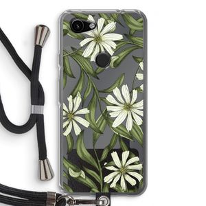 Wit bloemenpatroon: Pixel 3a Transparant Hoesje met koord