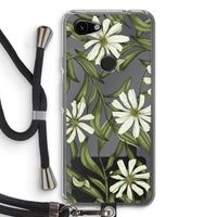 Wit bloemenpatroon: Pixel 3a Transparant Hoesje met koord