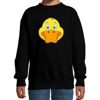 Cartoon eend trui zwart voor jongens en meisjes - Cartoon dieren sweater kinderen 14-15 jaar (170/176)  -