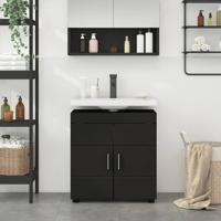 Badkamer wastafelkast Zwart 60 x 34 x 63 cm Bewerkt hout