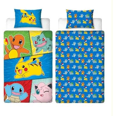 Beddengoedset - POKEMON - Pikachu en Starter 1G V - Microvezel - 1 dekbedovertrek 140 x 200 cm + 1 kussensloop 63 x 63 cm