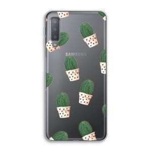 Cactusprint roze: Samsung Galaxy A7 (2018) Transparant Hoesje