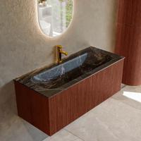 Badmeubel Mondiaz Kurve-Dlux | 110 cm cm | Meubelkleur Ruby | Wastafelkleur Lava | Solid surface | Wasbak midden spoelbak | 1 kraangat