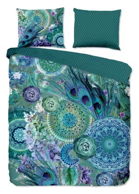 HIP Dekbedovertrek "mandala&apos;s en veren" - Groen - (240x200/220 cm) - Katoen Satijn