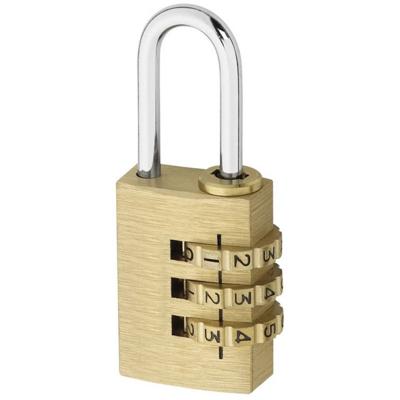 Hangslot - messing - stalen beugel - 3-cijferig cijferslot Hangslot - messing - stalen beugel - 3-cijferig cijferslot