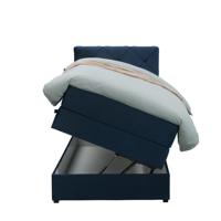 Leen Bakker - Boxspring Met Opbergruimte Liv Geruit - 90x200 Cm - Stof/Velvet - Blauw