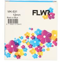 FLWR Brother MK-531 zwart op blauw breedte 12 mm labels - thumbnail