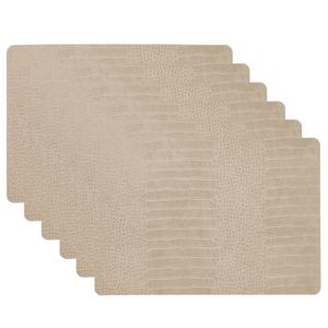 Unique Living placemats Croco lederlook - 6x - 43 x 30 cm - beige - pvc - tafel onderleggers