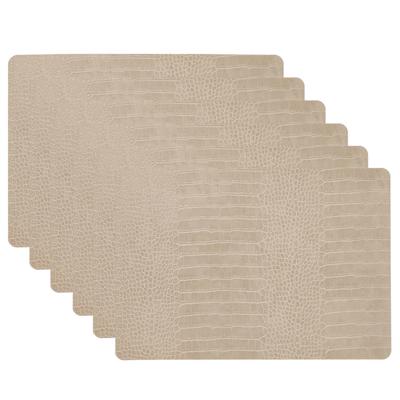 Unique Living placemats Croco lederlook - 6x - 43 x 30 cm - beige - pvc - tafel onderleggers