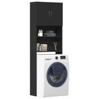 Wasmachinekast 64x24x190 cm bewerkt hout zwart