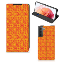 Samsung Galaxy S21 Hoesje met Magneet Batik Oranje - thumbnail