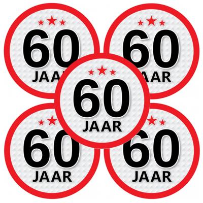 60 jaar leeftijd sticker - 10x - rond - Dia 15 cm - 60 jaar verjaardag - jubileum - leeftijd versier