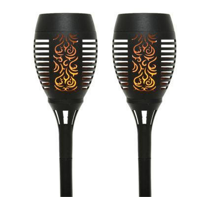 4x stuks lumineo solar tuinlamp / fakkel / prikspot - vlameffect - zonne-energie - 49 cm