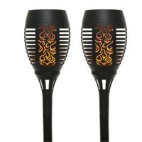 4x stuks lumineo solar tuinlamp / fakkel / prikspot - vlameffect - zonne-energie - 49 cm