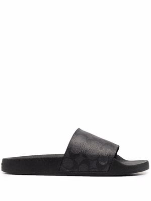 Coach claquettes en toile enduite Signature - Noir
