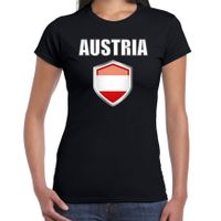Oostenrijk landen supporter t-shirt met Oostenrijkse vlag schild zwart dames