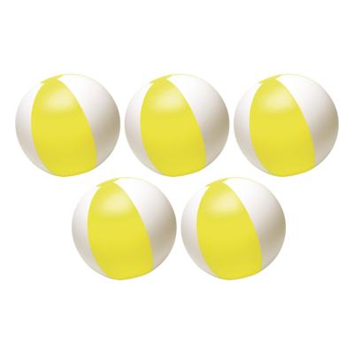 Impression Strandbal - 5x - opblaasbaar - zwembad speelgoed - geel/wit - D26 cm Impression Strandbal - 5x - opblaasbaar - zwembad speelgoed - geel/wit - D26 cm