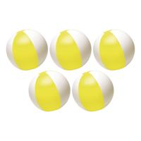 Impression Strandbal - 5x - opblaasbaar - zwembad speelgoed - geel/wit - D26 cm