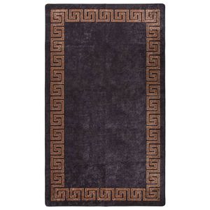 VidaXL Vloerkleed wasbaar anti-slip 190x300 cm zwart en goudkleurig