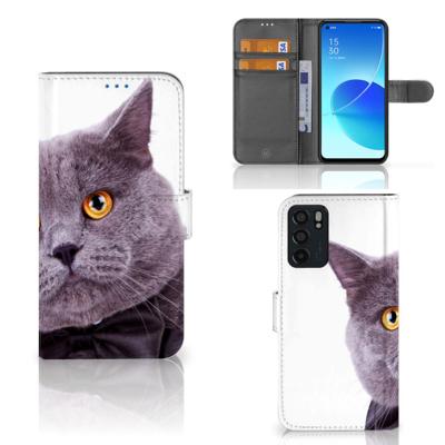 OPPO Reno6 5G | Telefoonhoesje | Met pasjeshouder | Kat