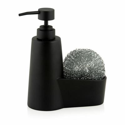 2-in-1 zeepdispenser voor het aanrecht Andrea House CC70059 Mat zwart Plastic Schuurspons 14,5 x 7 x 18,5 cm 260 ml